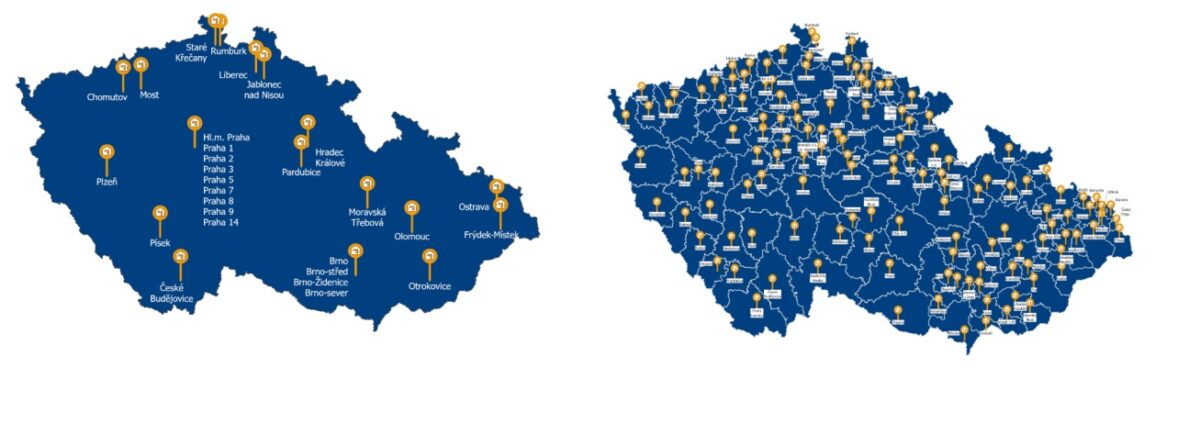 Umístění kontaktních míst pro bydlení v ČR dnes a od 1.1.2026